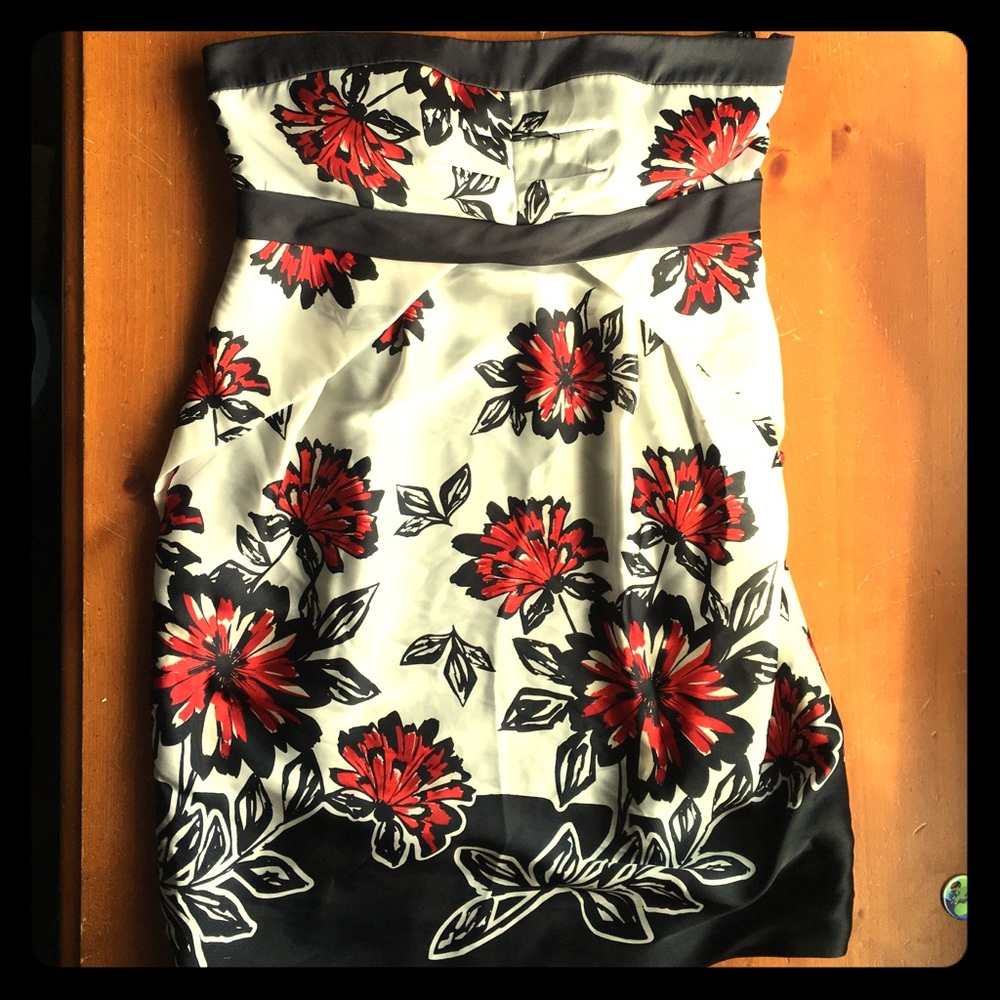 Max & Cleo Black and Red Floral Midi Dress